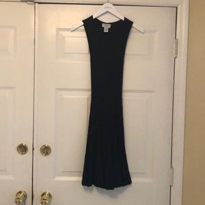 Pleated stretch dark navy and black dress.